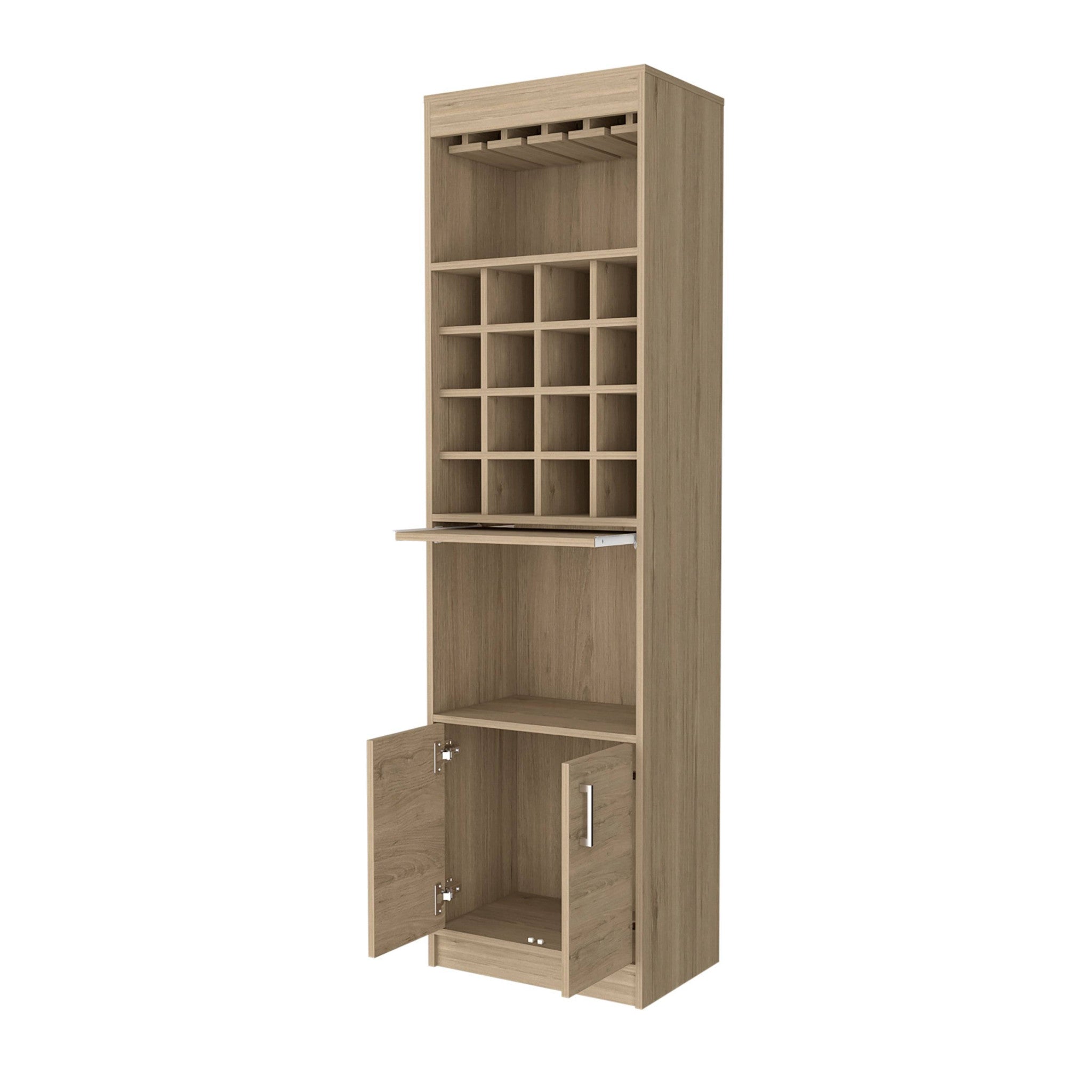 24" Natural Bar Cabinet With Eighteen Shelves-2
