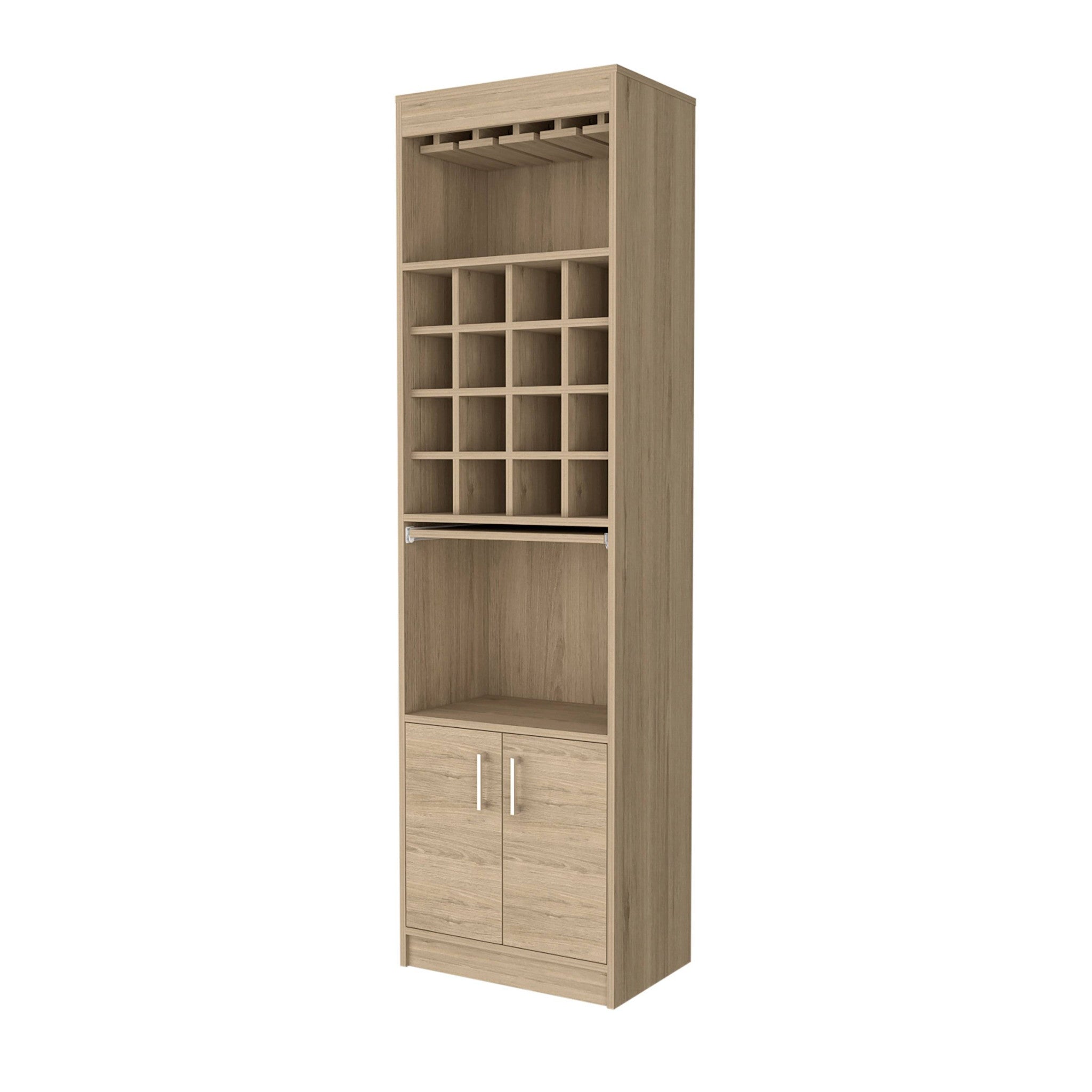 24" Natural Bar Cabinet With Eighteen Shelves-3