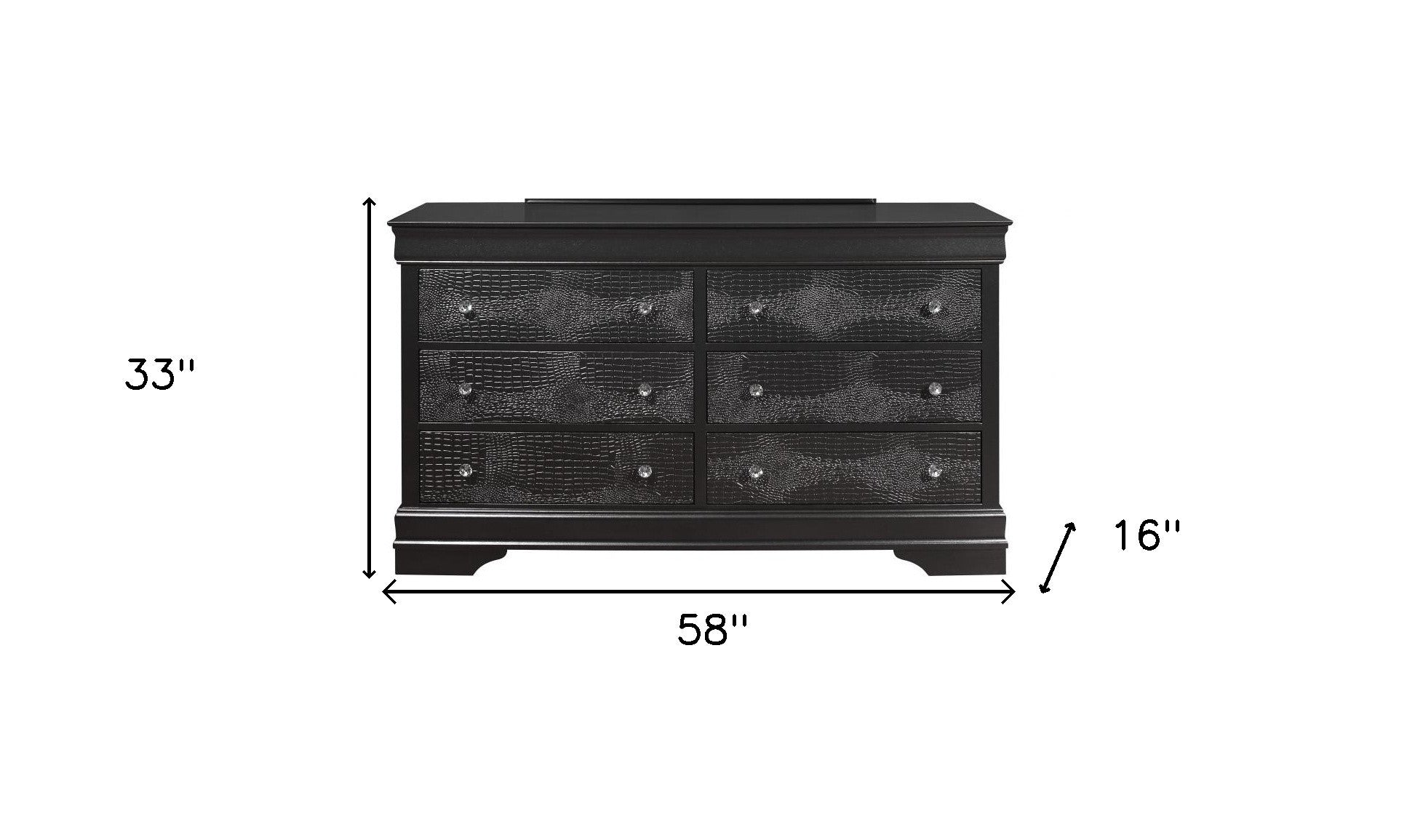 58" Metallic Grey Solid Wood Six Drawer Double Dresser-3