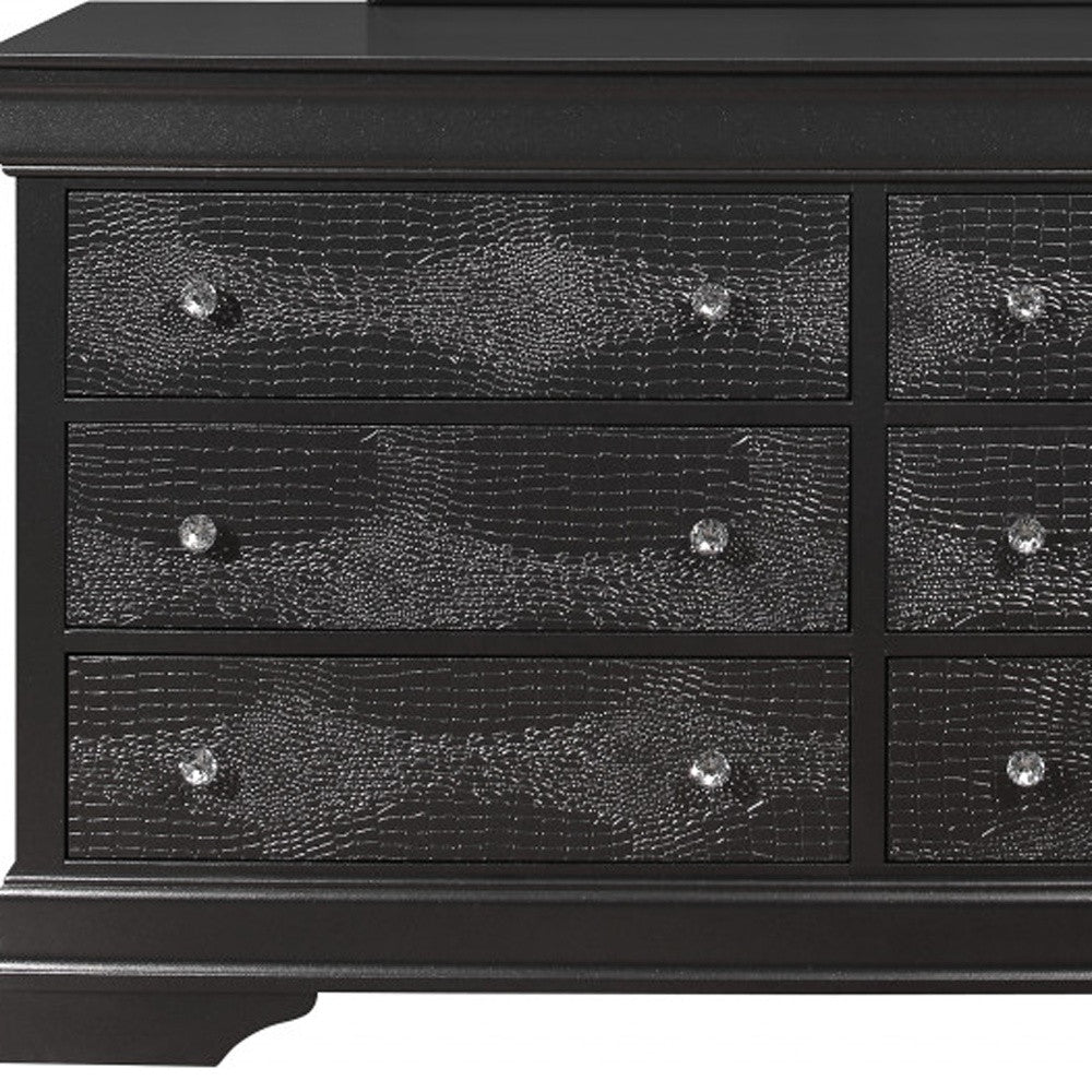 58" Metallic Grey Solid Wood Six Drawer Double Dresser-2