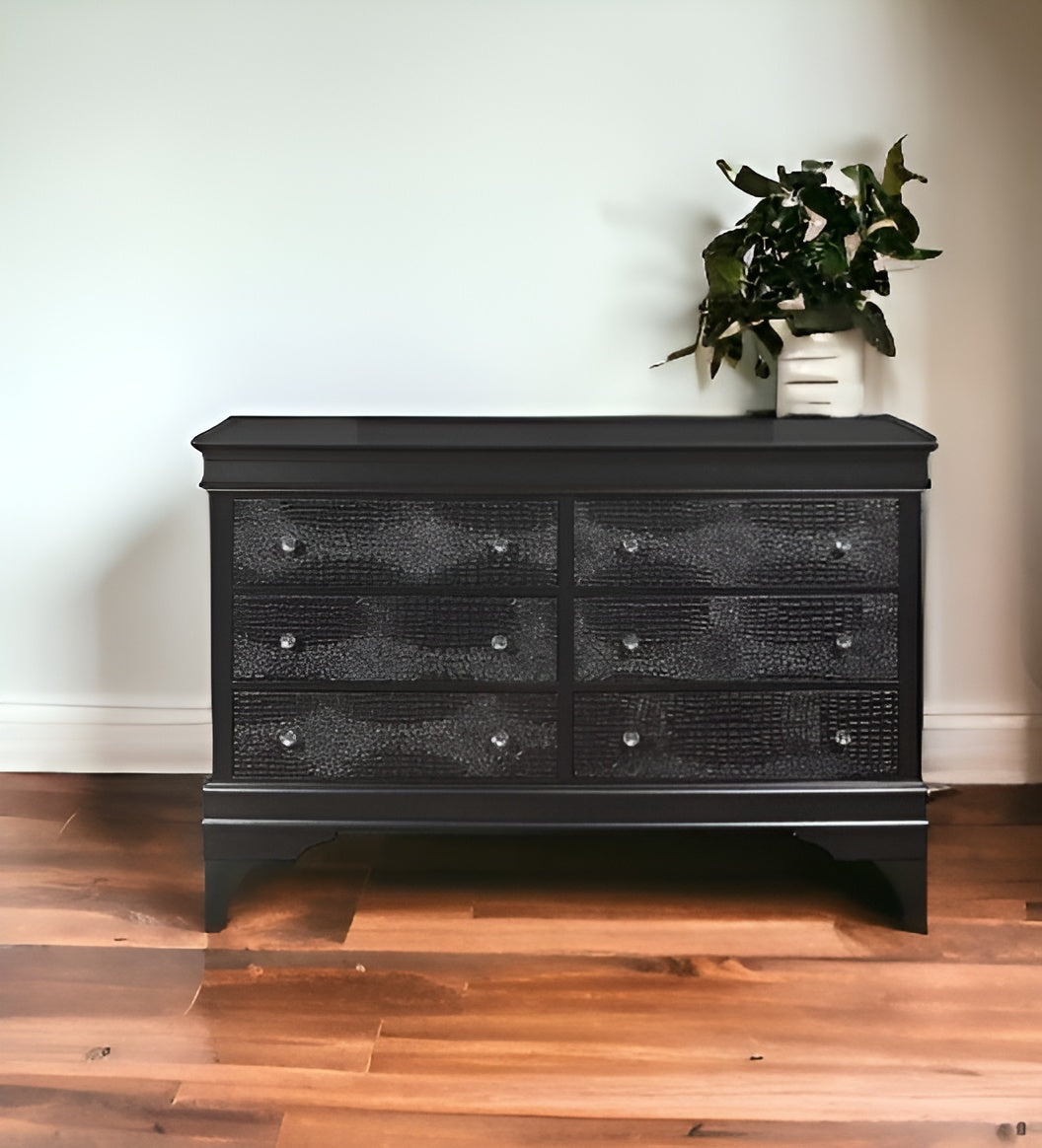 58" Metallic Grey Solid Wood Six Drawer Double Dresser-1