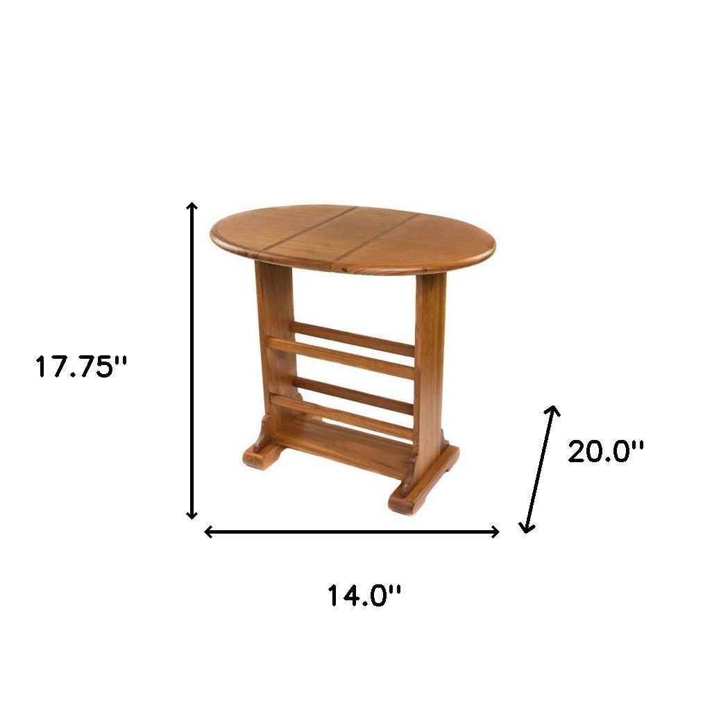 18" Brown Solid Wood Oval End Table-4