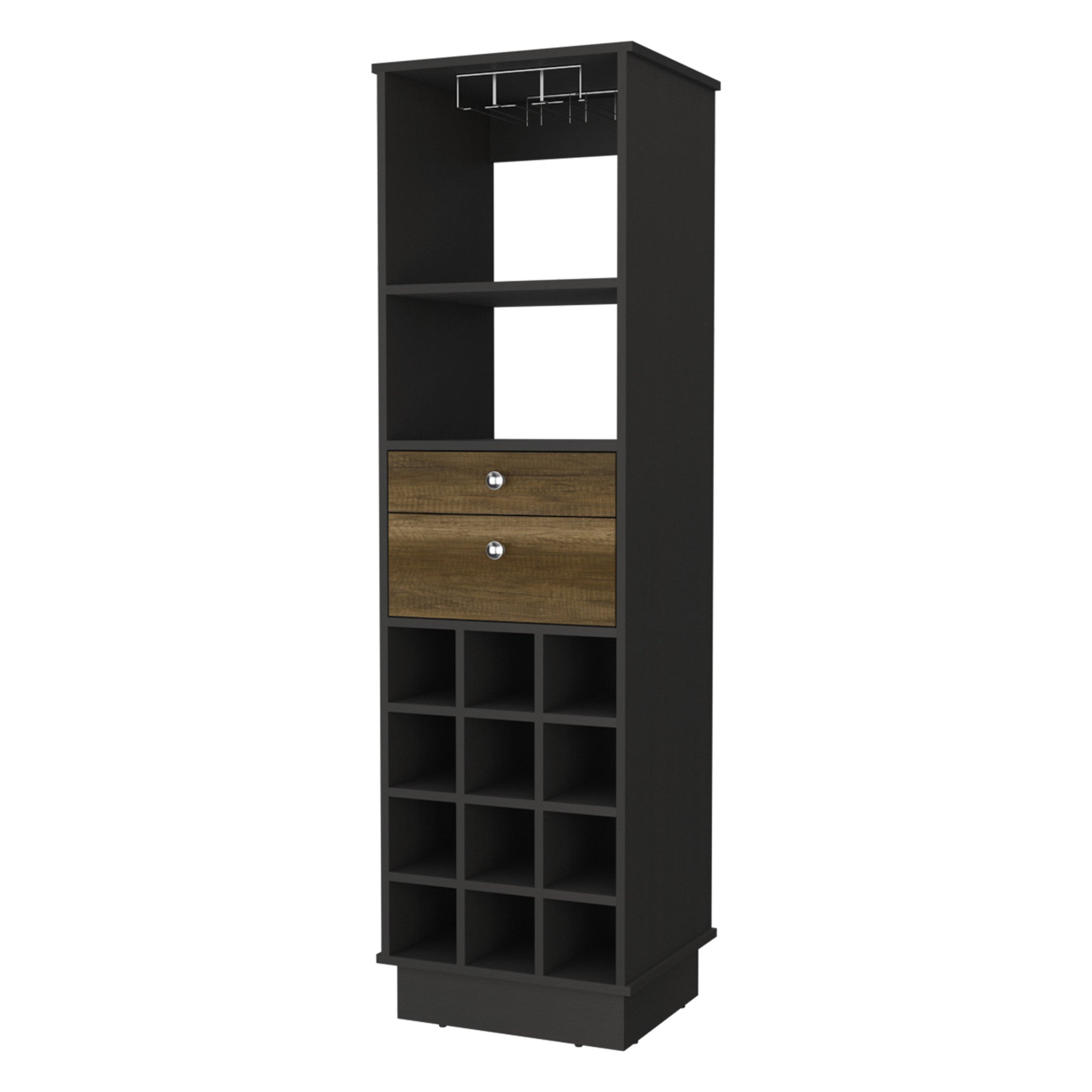 18" Black Bar Cabinet With Two Drawers-2