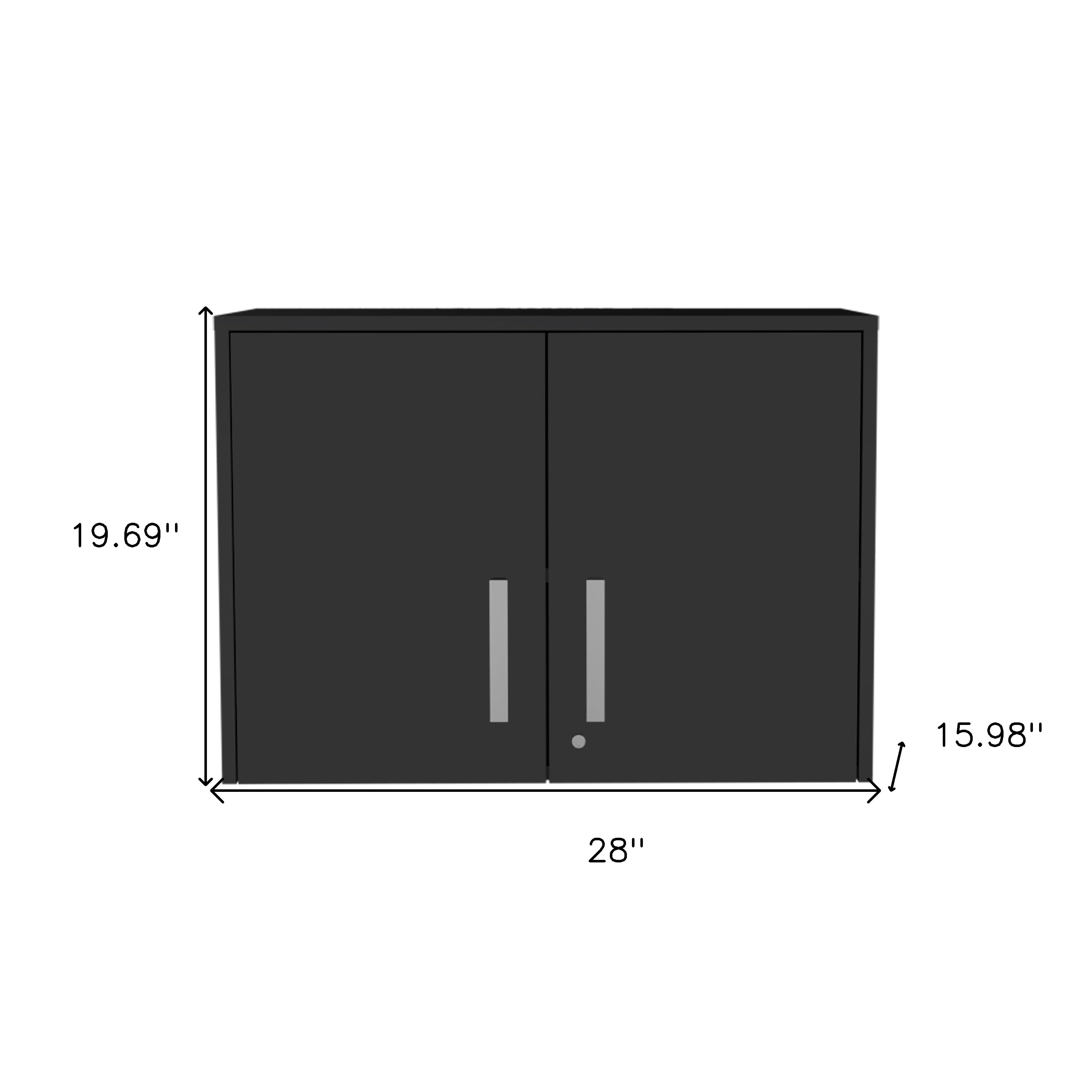 20" Black Wood Wall Mounted Storage Cabinet With Two Doors-5