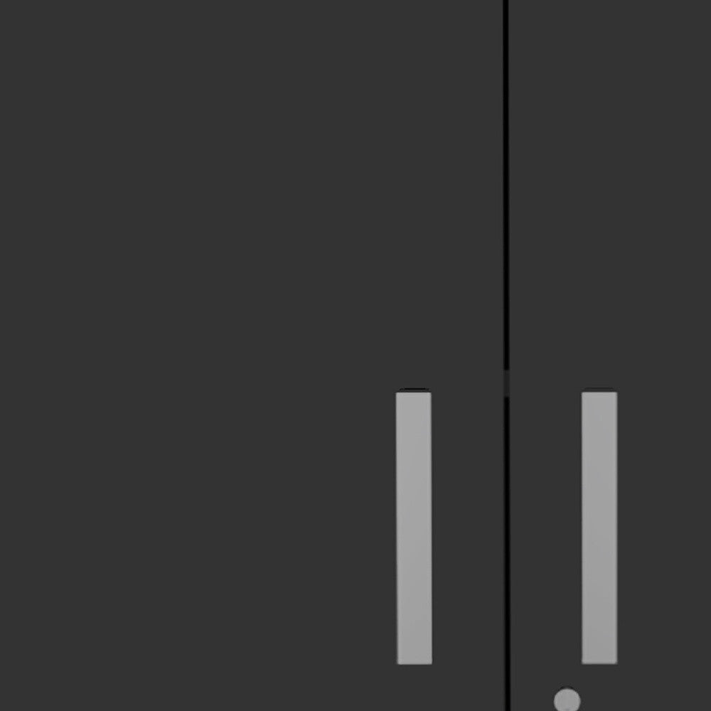 20" Black Wood Wall Mounted Storage Cabinet With Two Doors-2