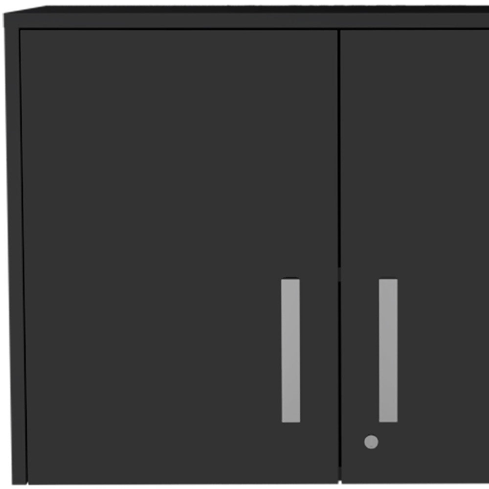 20" Black Wood Wall Mounted Storage Cabinet With Two Doors-3