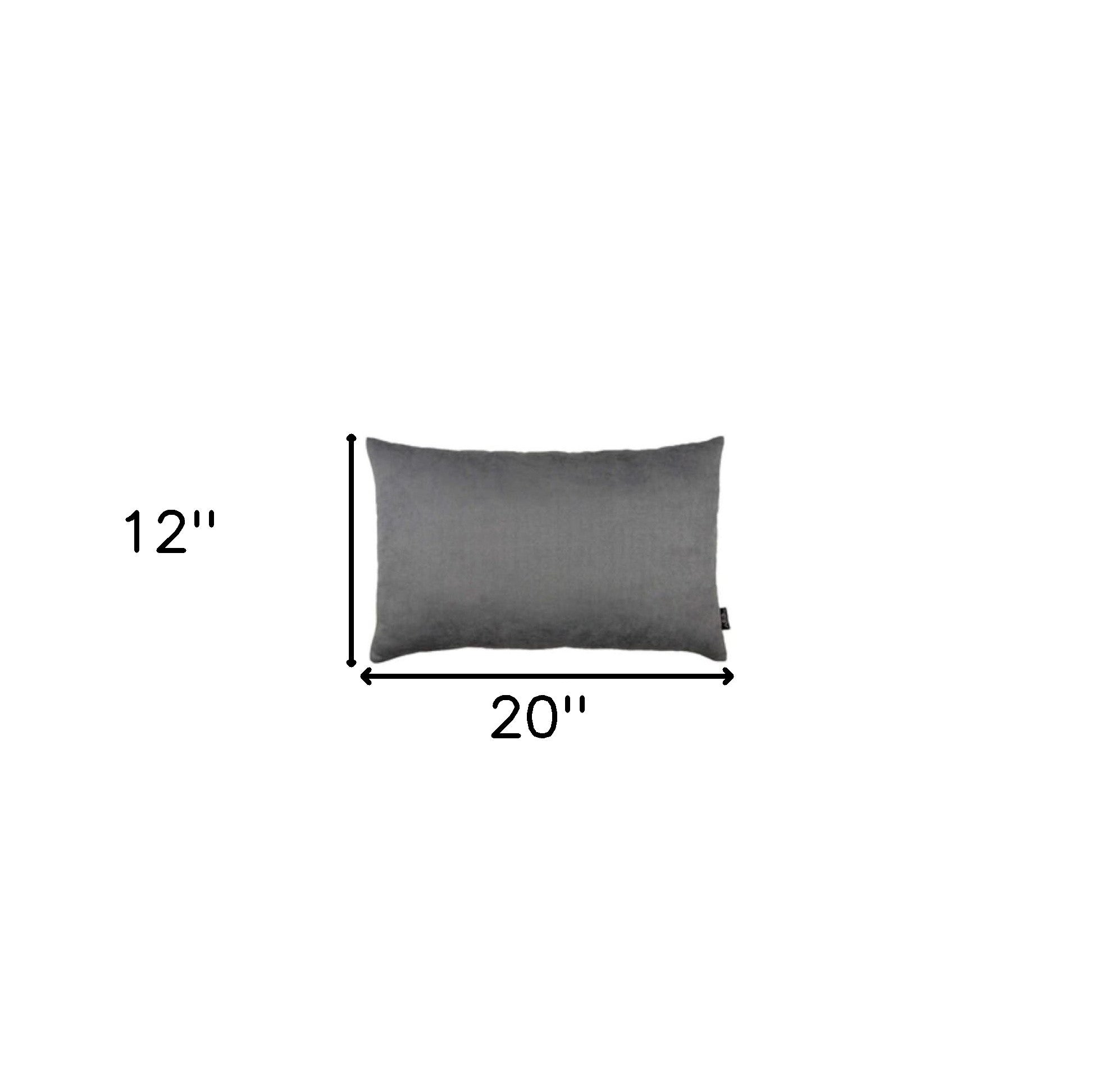 Set Of Two 12" X 20" Gray Zippered Polyester Lumbar Pillow Cover-3