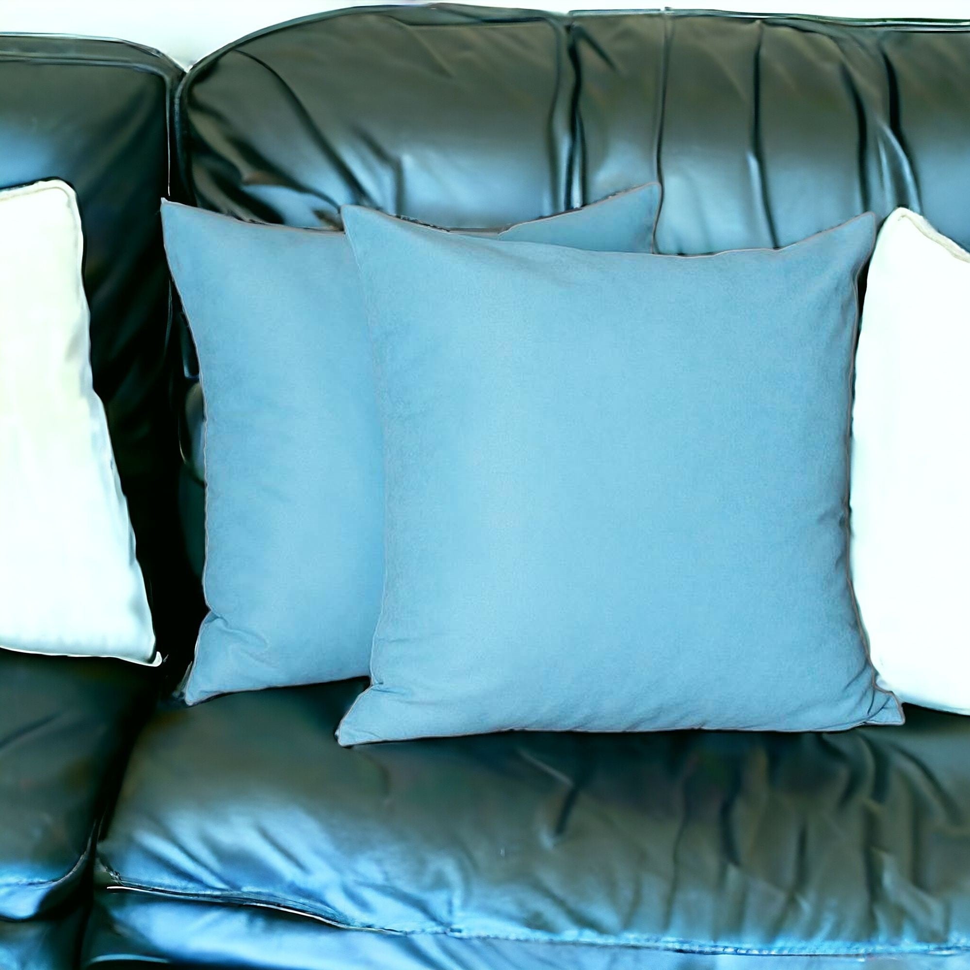 Set Of Two 22" X 22" Sky Blue Polyester Zippered Pillow Cover-0