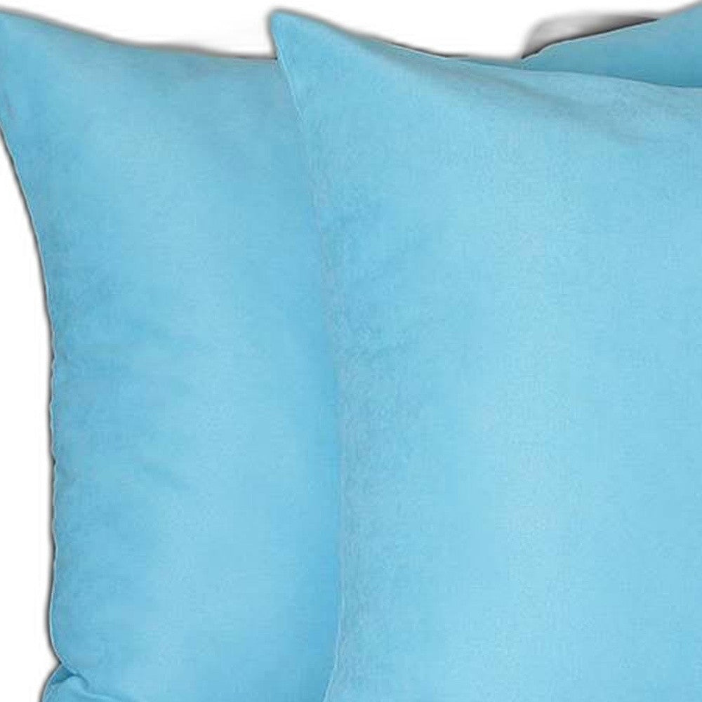 Set Of Two 22" X 22" Sky Blue Polyester Zippered Pillow Cover-2