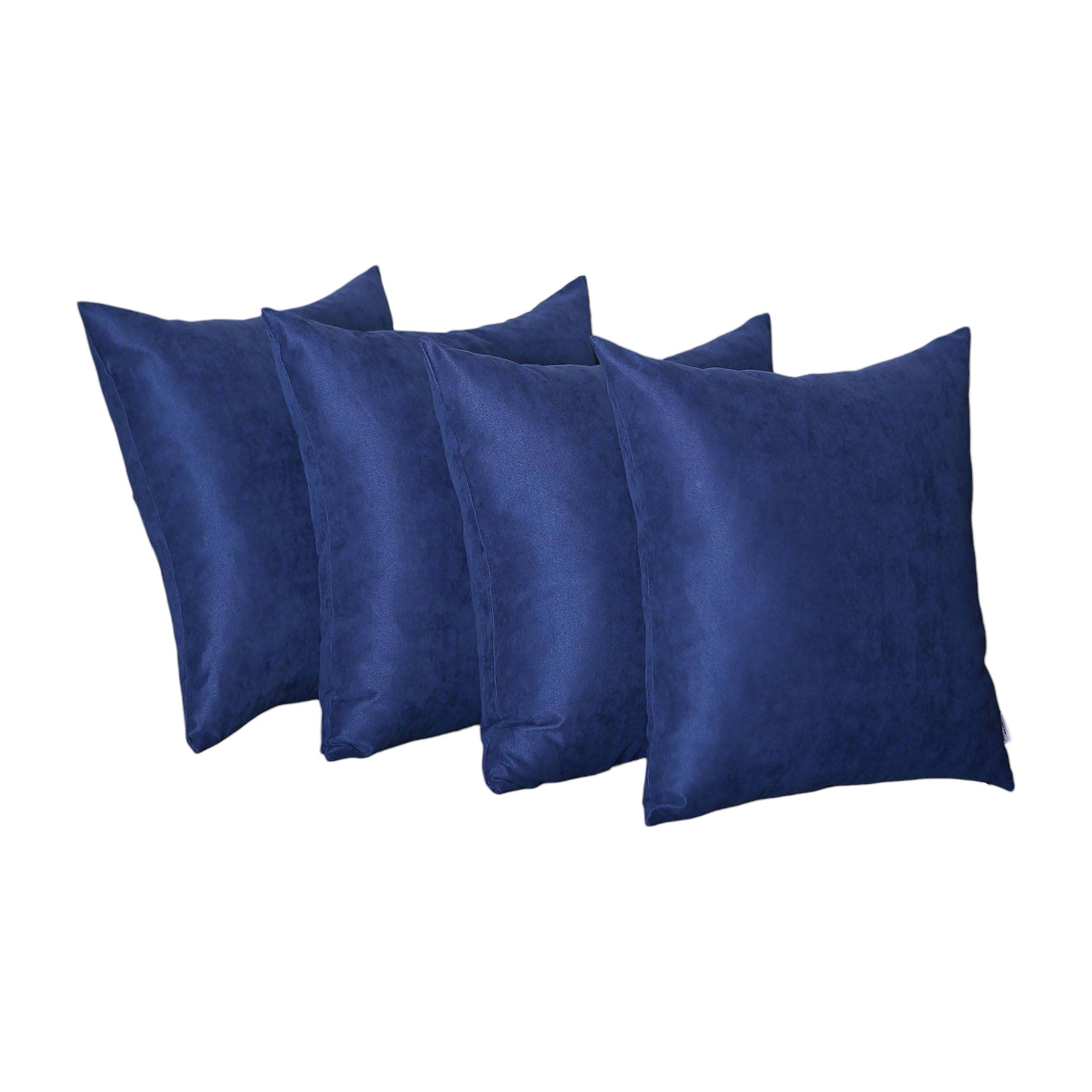 Set Of Four 20" X 20" Navy Blue Polyester Zippered Pillow Cover-1