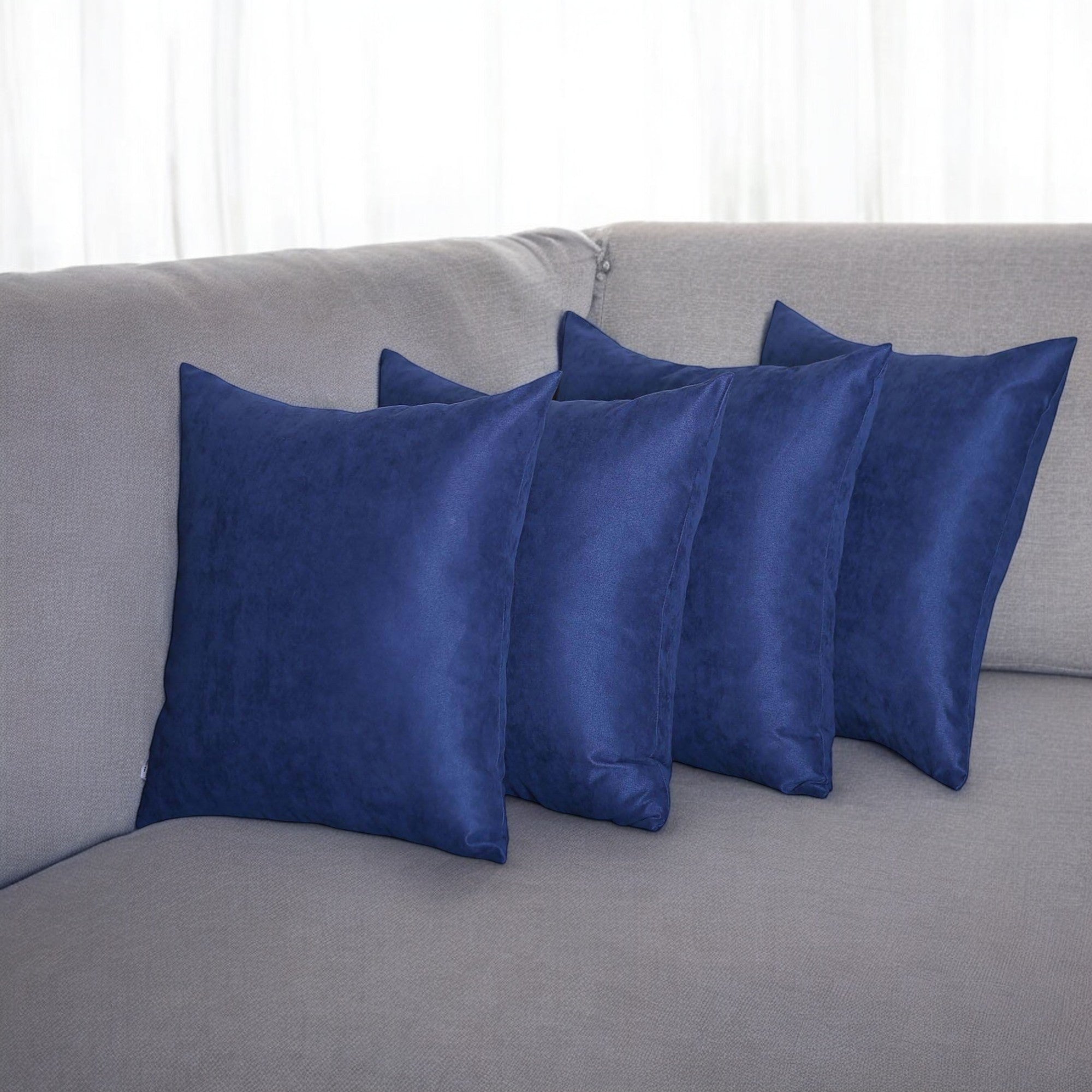 Set Of Four 20" X 20" Navy Blue Polyester Zippered Pillow Cover-0