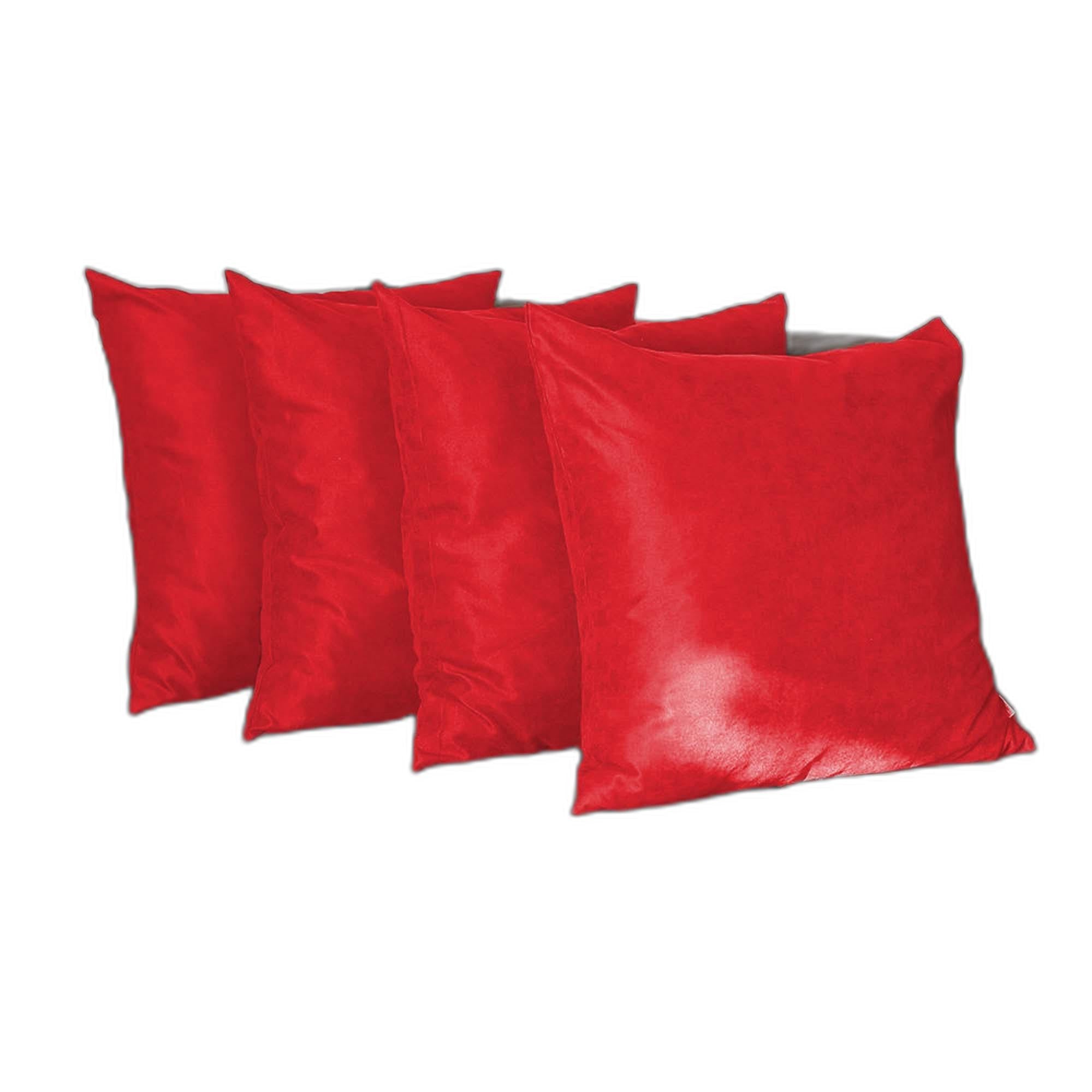 Set Of Four 26" X 26" Red Polyester Zippered Pillow Cover-1