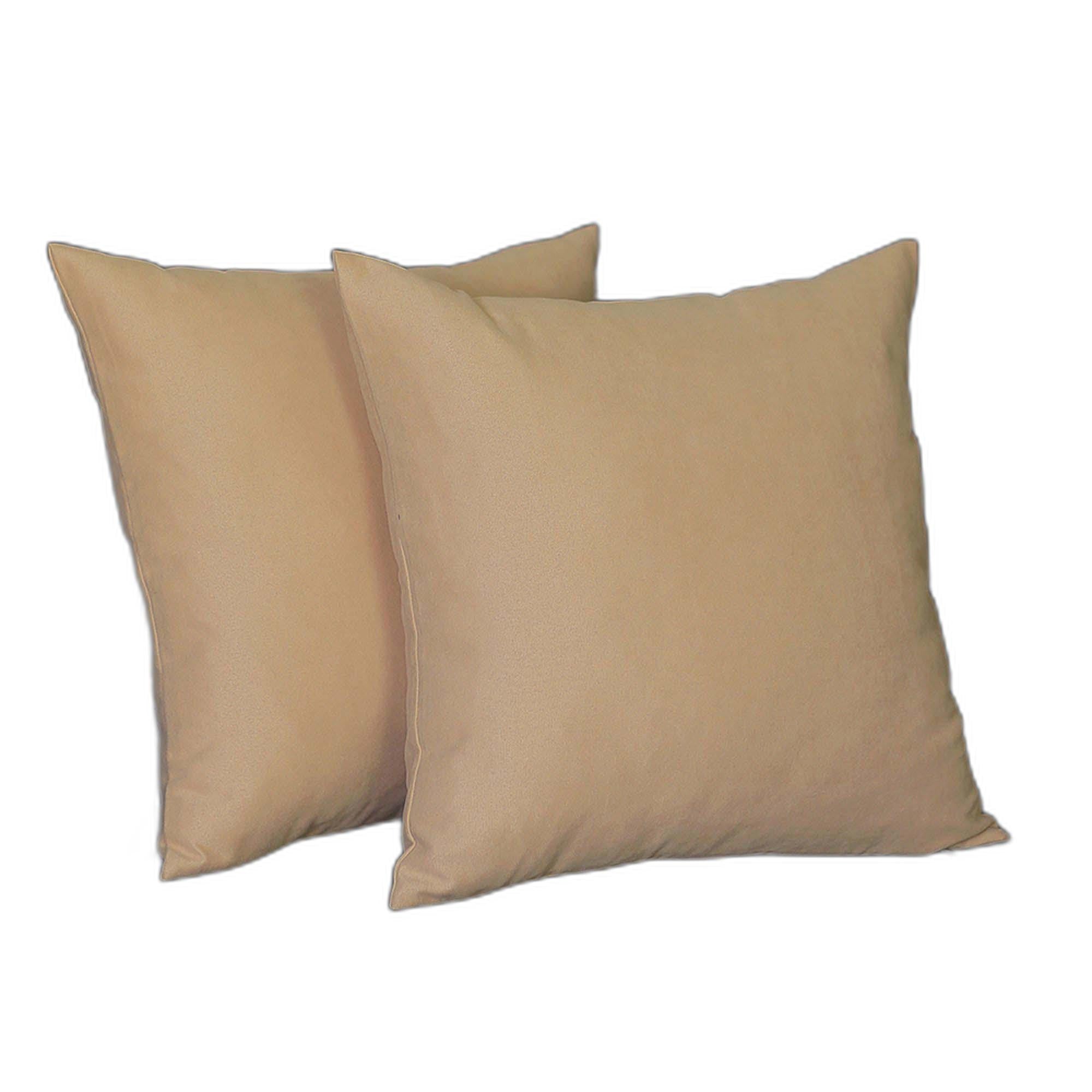 Set Of Two 16" X 16" Beige Polyester Zippered Pillow Cover-1