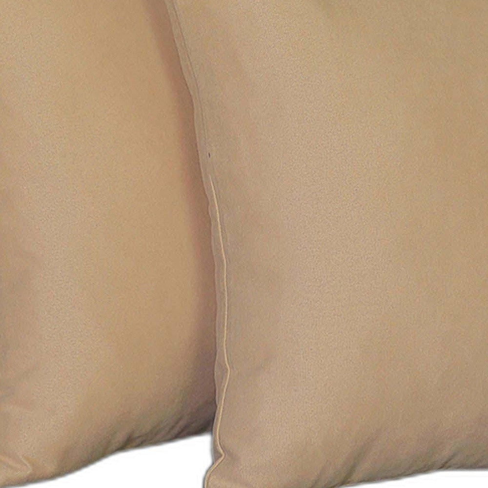 Set Of Two 16" X 16" Beige Polyester Zippered Pillow Cover-2