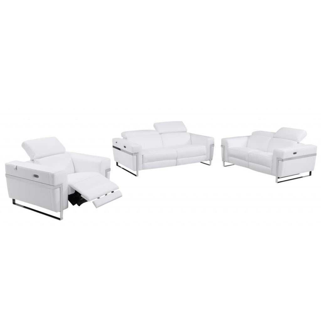 Three Piece White Italian Leather Six Person Seating Set-4