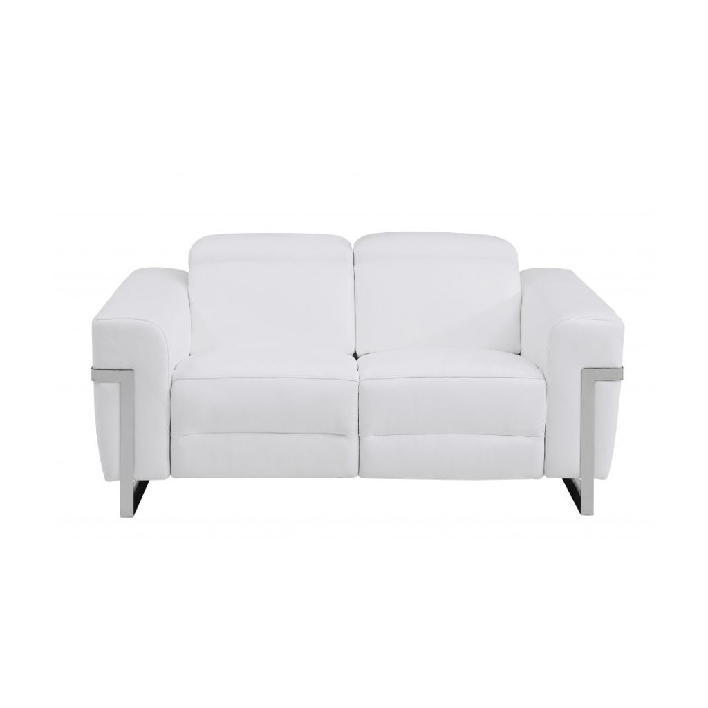 Three Piece White Italian Leather Six Person Seating Set-2