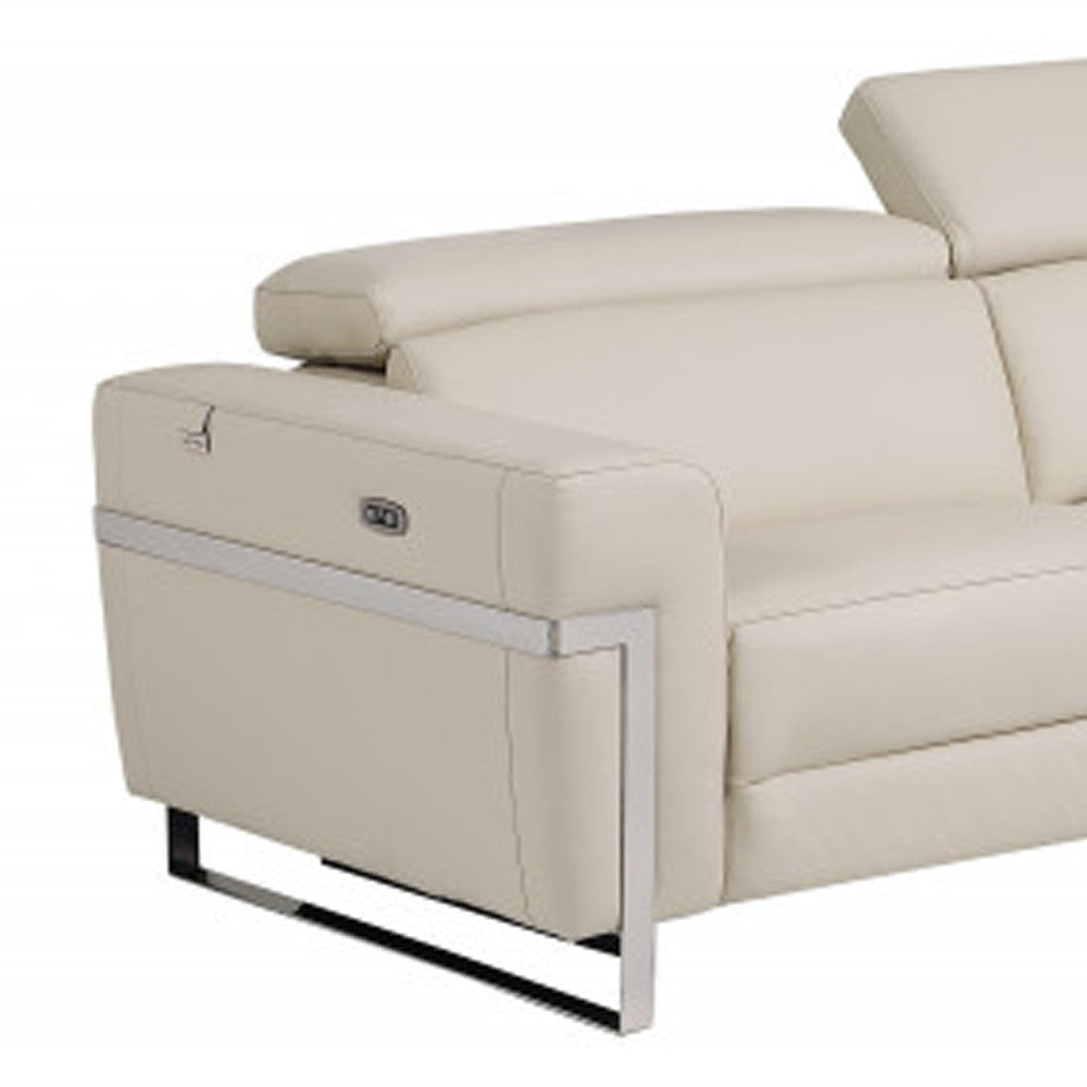 Two Piece Indoor Beige Italian Leather Five Person Seating Set-6