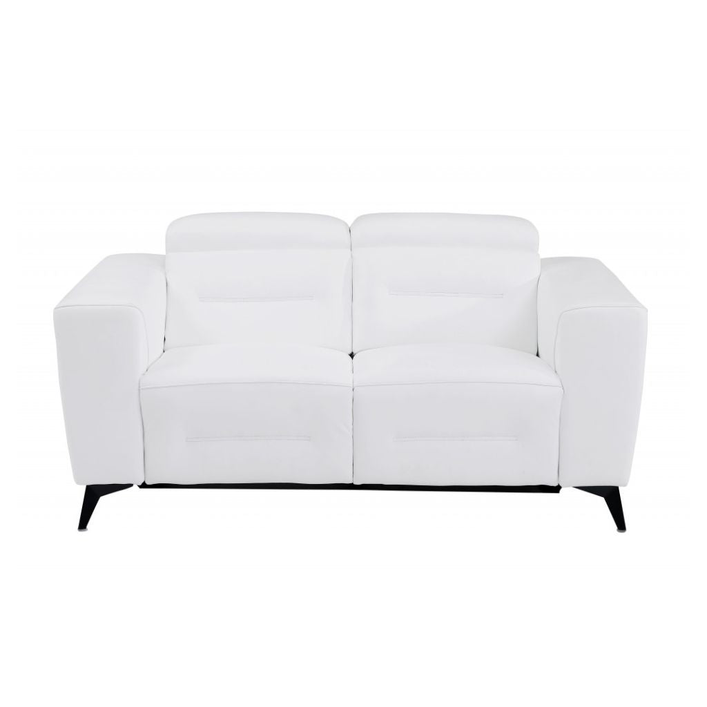 Two Piece White Italian Leather Five Person Seating Set-1