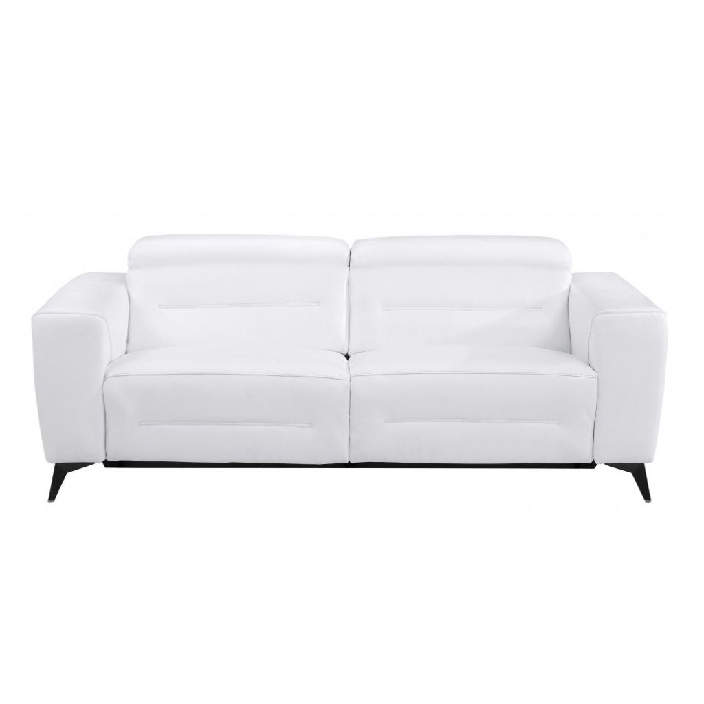 Two Piece White Italian Leather Five Person Seating Set-2