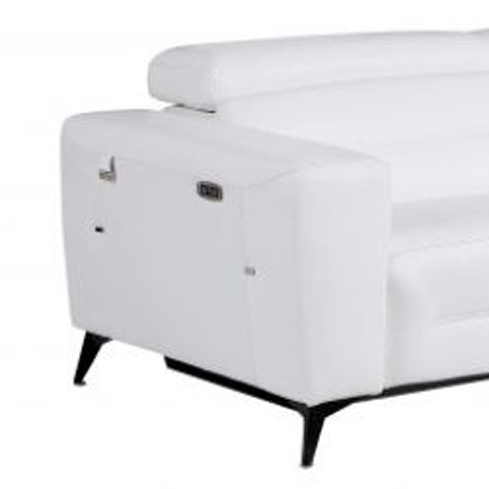 Two Piece White Italian Leather Five Person Seating Set-6