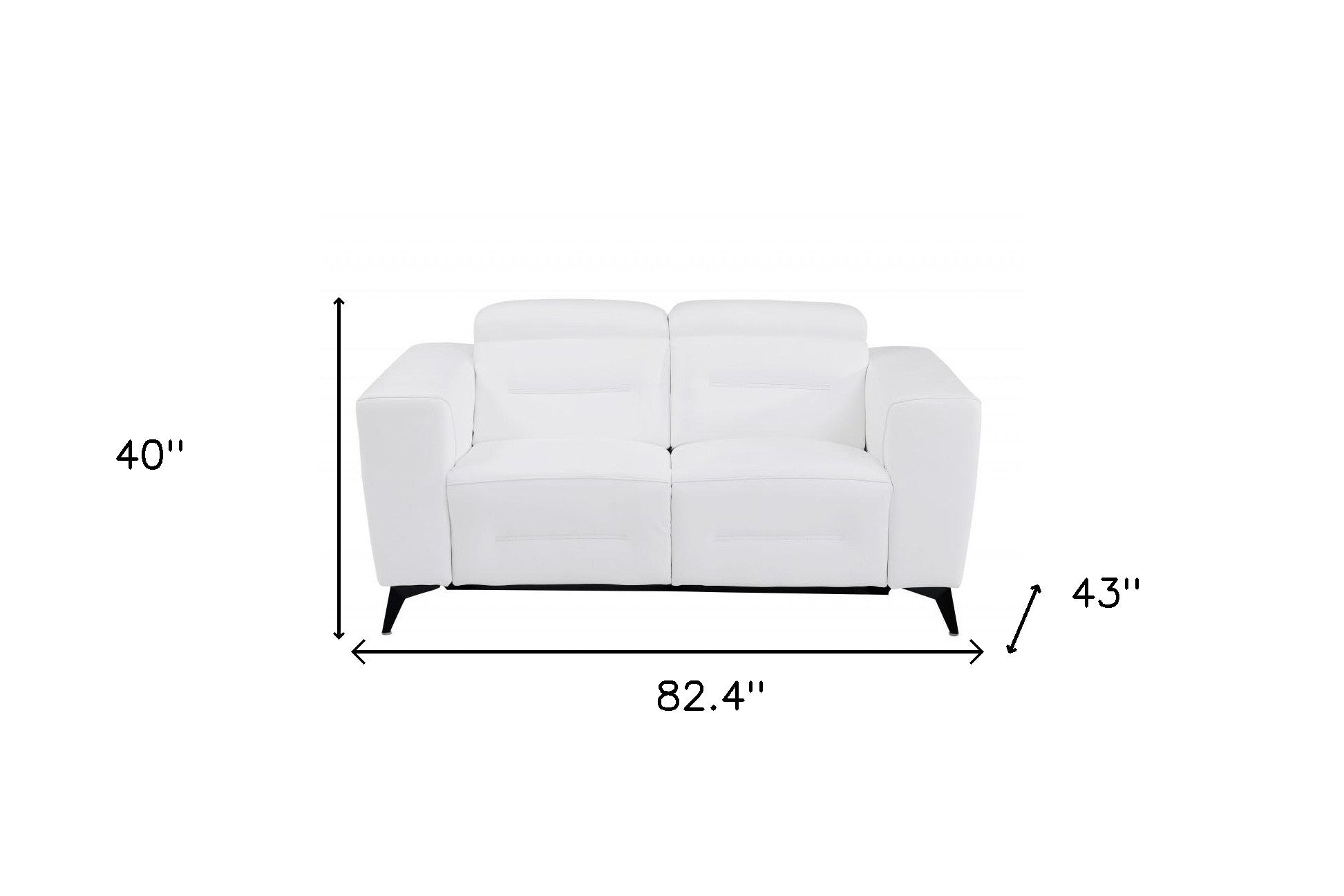 Two Piece White Italian Leather Five Person Seating Set-8