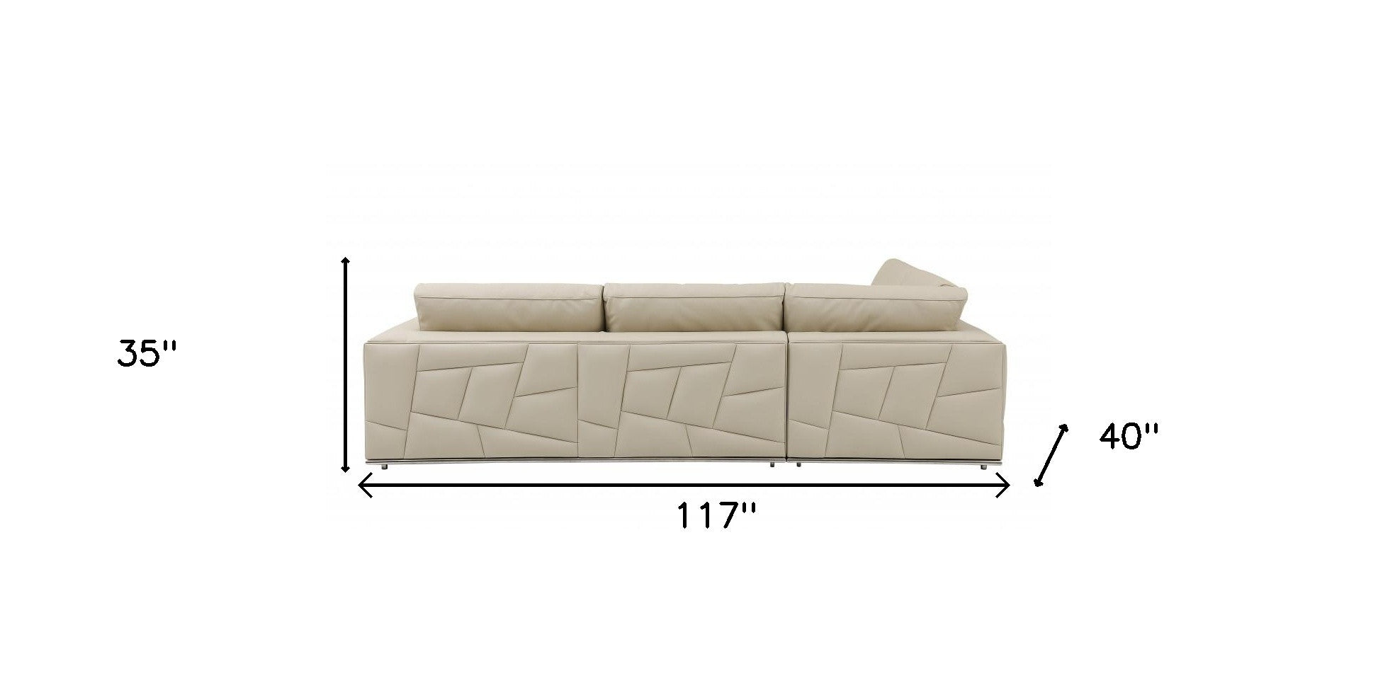 Beige Italian Leather Reclining L Shaped Two Piece Corner Sectional-5