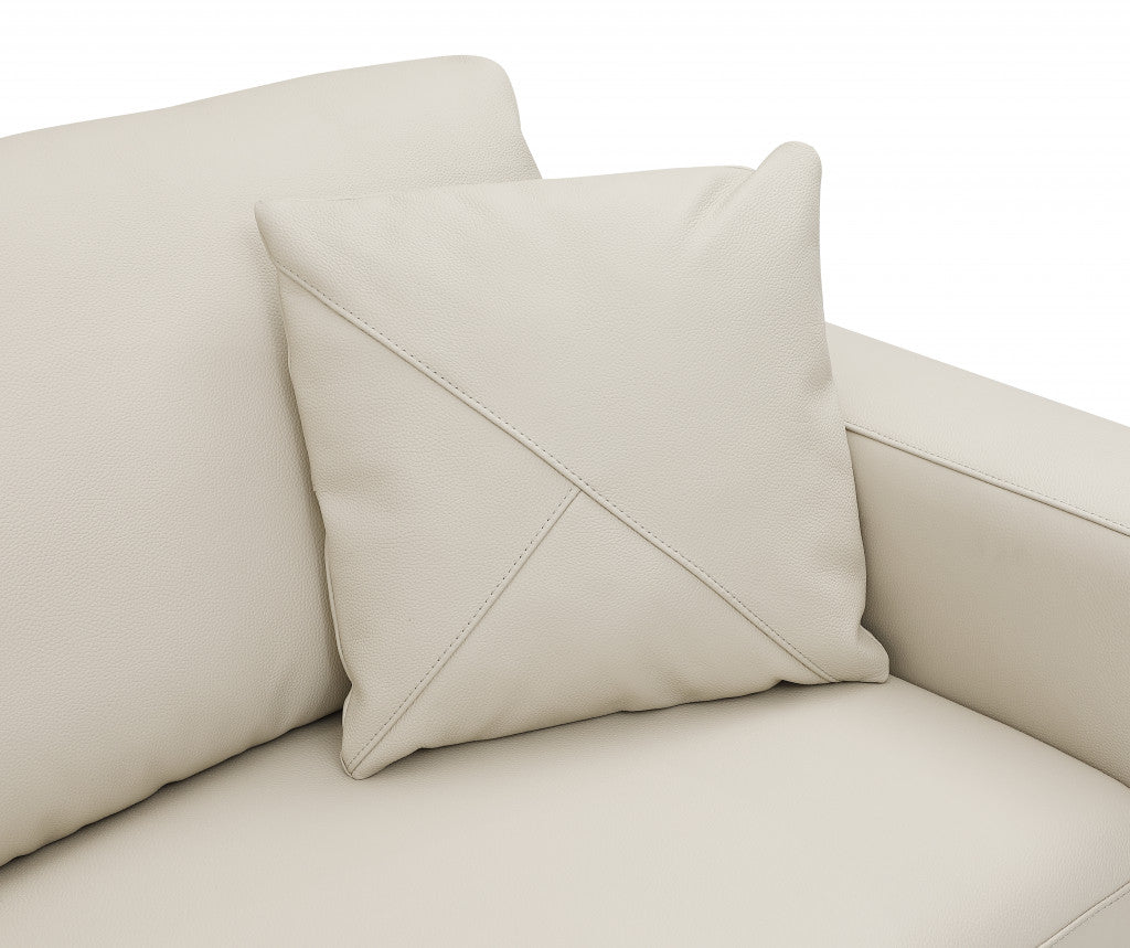 Beige Italian Leather Reclining L Shaped Two Piece Corner Sectional-4