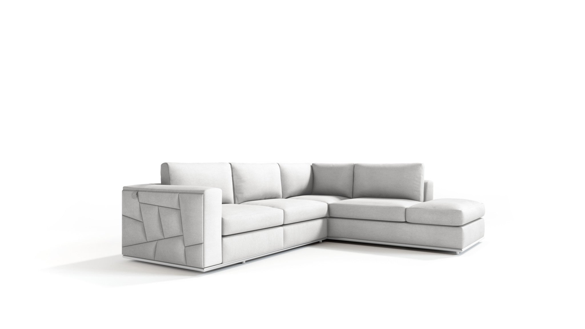 White Italian Leather Reclining L Shaped Two Piece Corner Sectional-5