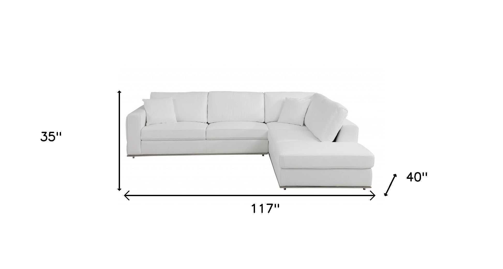 White Italian Leather Reclining L Shaped Two Piece Corner Sectional-7