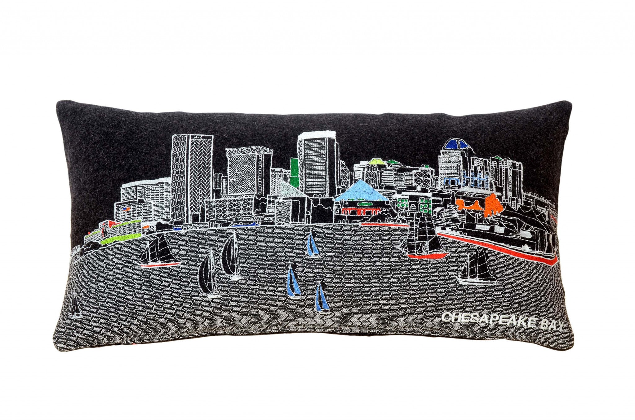 25" Black Austin Nighttime Skyline Lumbar Decorative Pillow-1