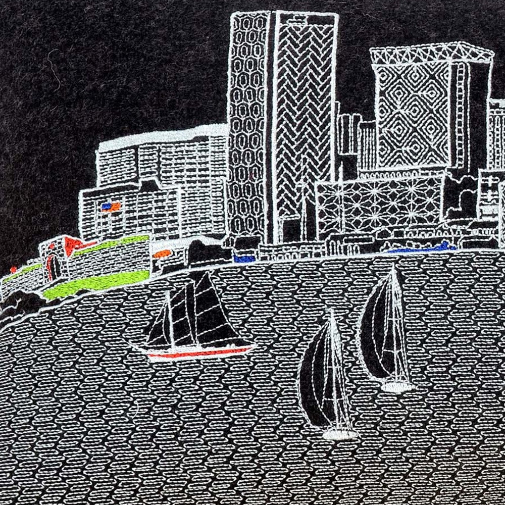 25" Black Austin Nighttime Skyline Lumbar Decorative Pillow-2