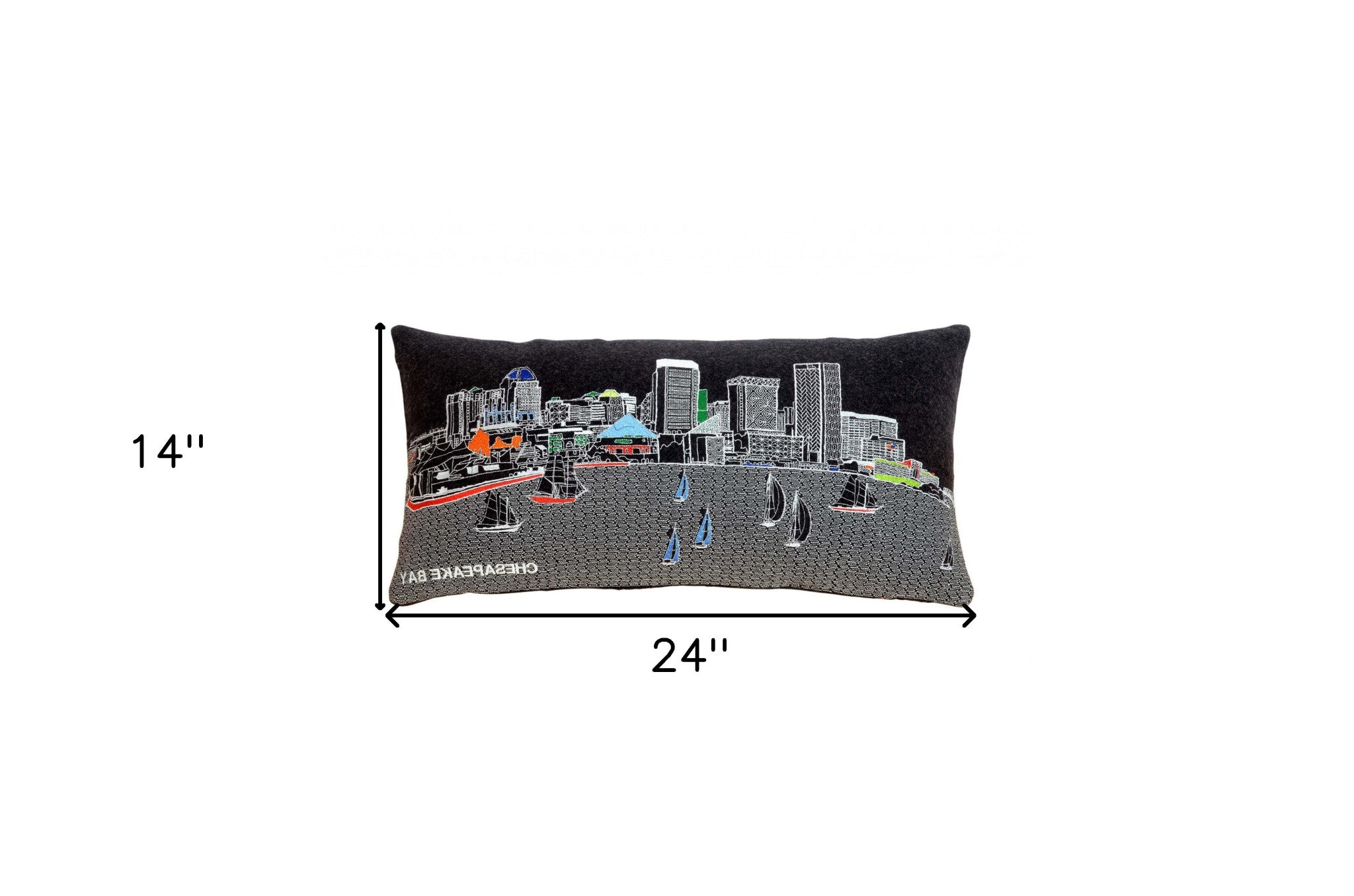 25" Black Austin Nighttime Skyline Lumbar Decorative Pillow-4