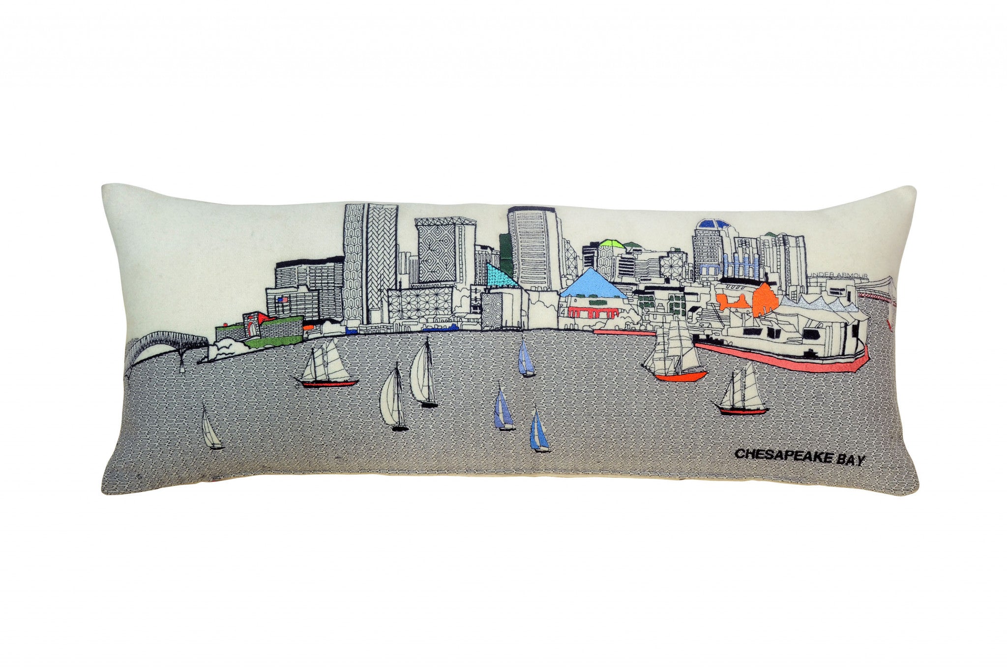 35" White Baltimore Daylight Skyline Lumbar Decorative Pillow-1