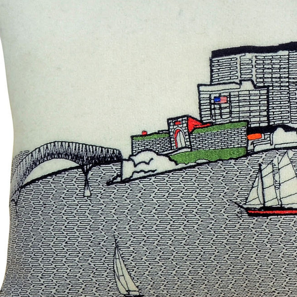 35" White Baltimore Daylight Skyline Lumbar Decorative Pillow-3