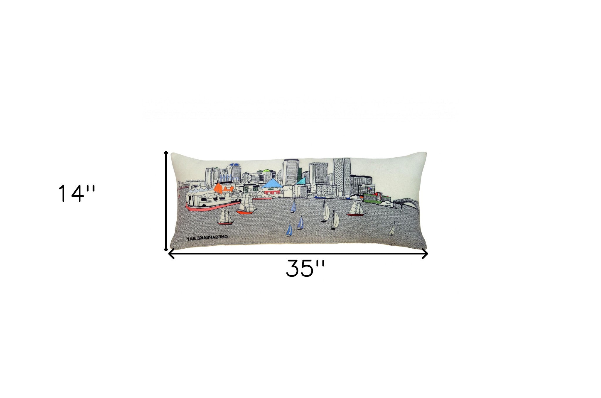 35" White Baltimore Daylight Skyline Lumbar Decorative Pillow-4