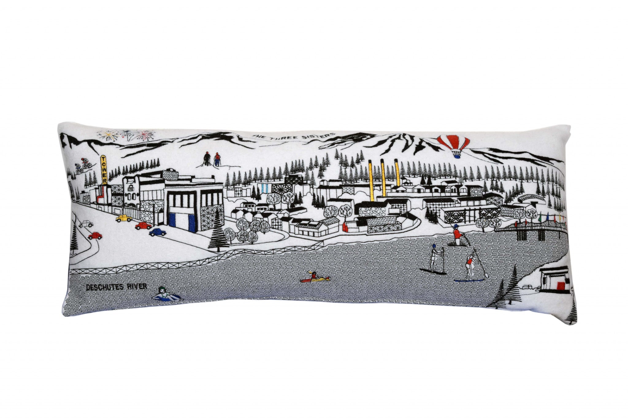 35" White Bend Daylight Skyline Lumbar Decorative Pillow-1