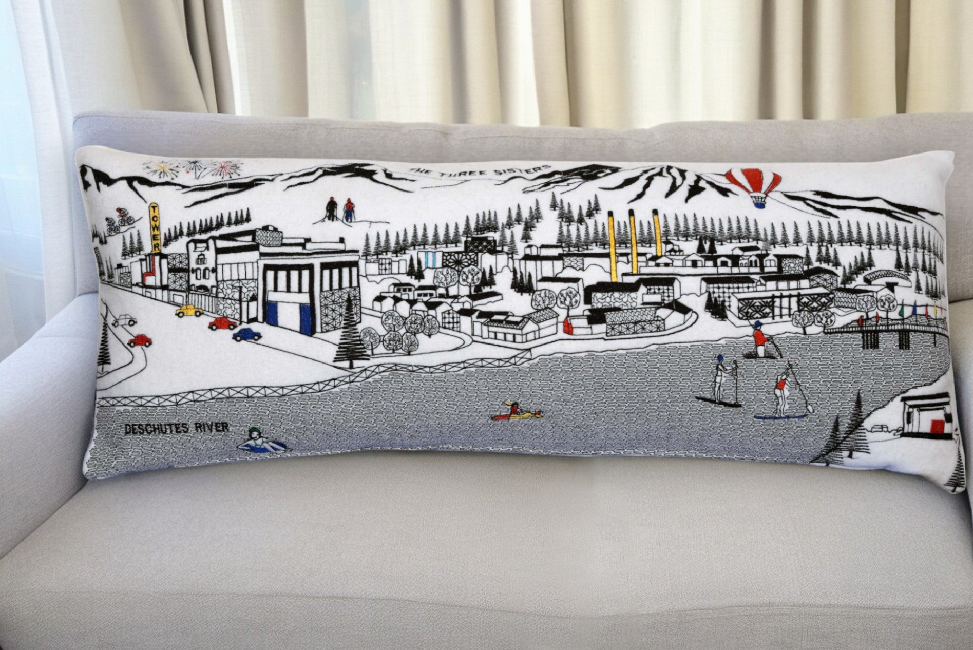 35" White Bend Daylight Skyline Lumbar Decorative Pillow-0