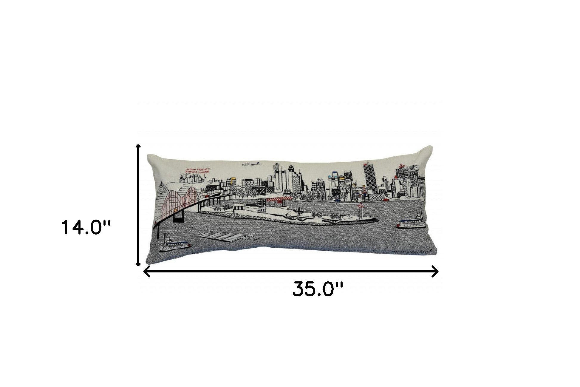 35" White Memphis Daylight Skyline Lumbar Decorative Pillow-3
