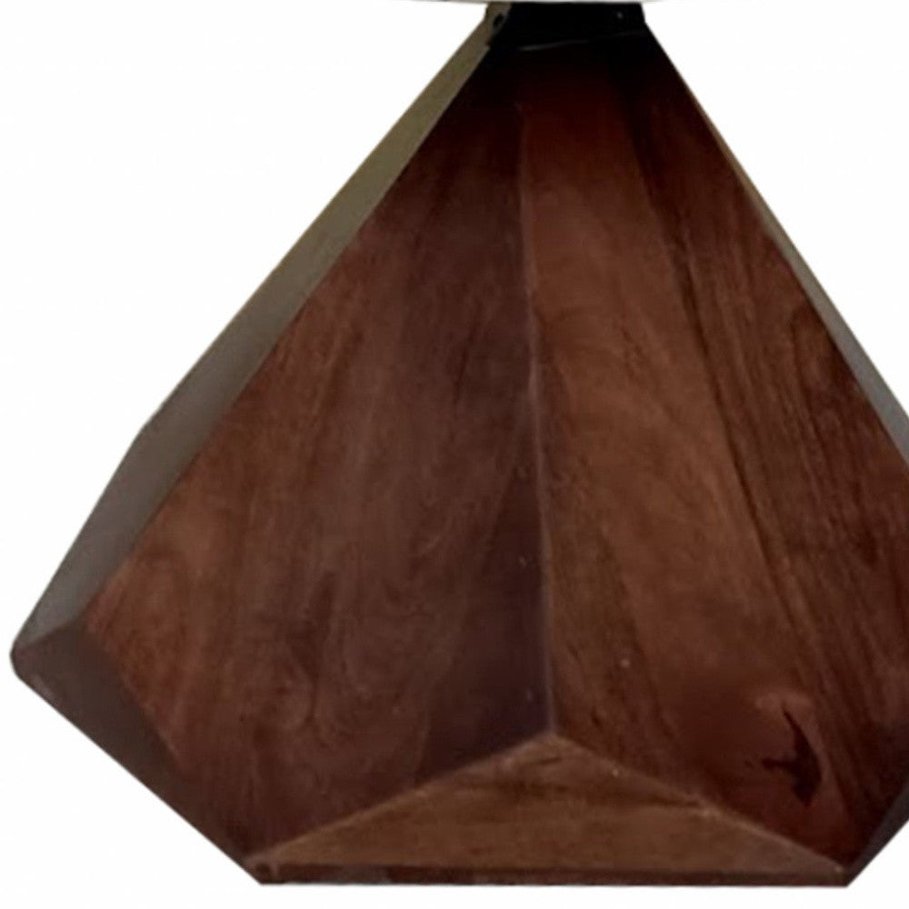 32" Brown And White Solid Wood and Marble Geo Coffee Table-5