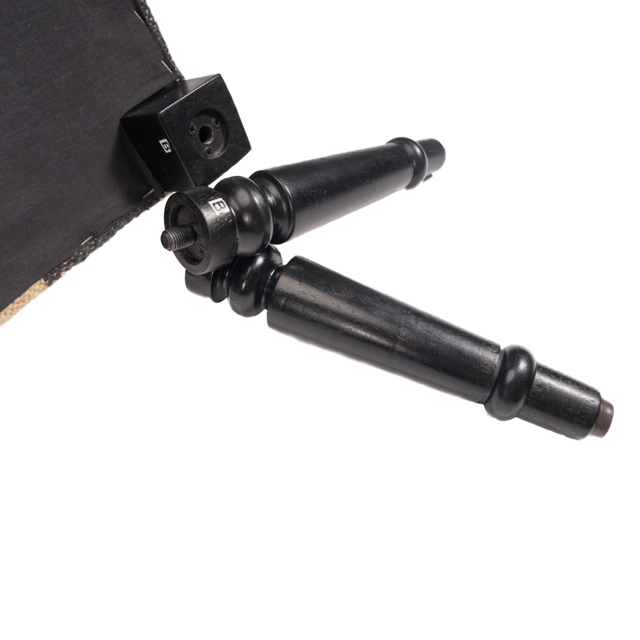 47" Cream And Black Leg Abstract Stripe and Dot Upholstery Bench-3