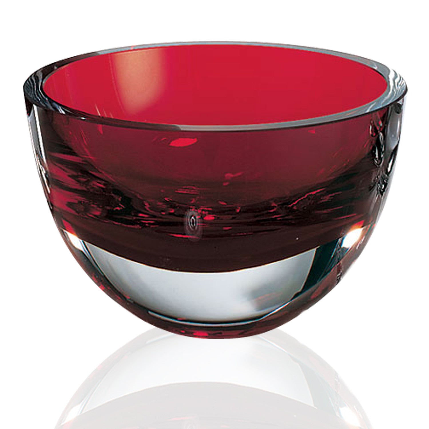 6" Red Mouth Blown Crystal Thick Walled Bowl-2