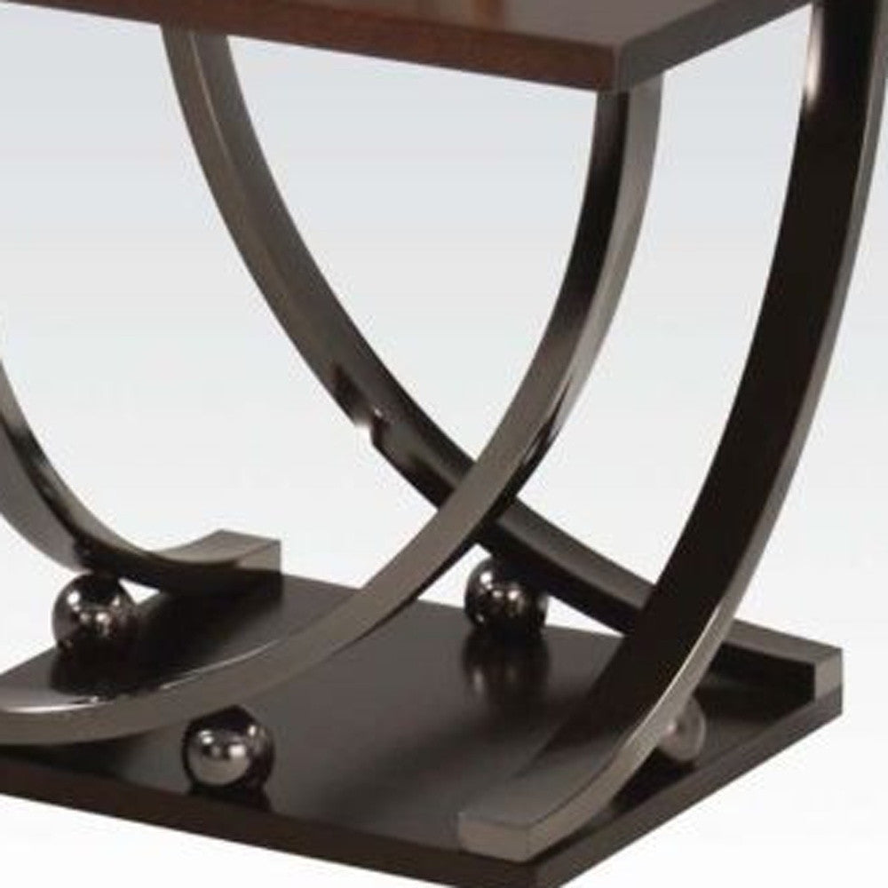 23" Black and Brown End Table-3