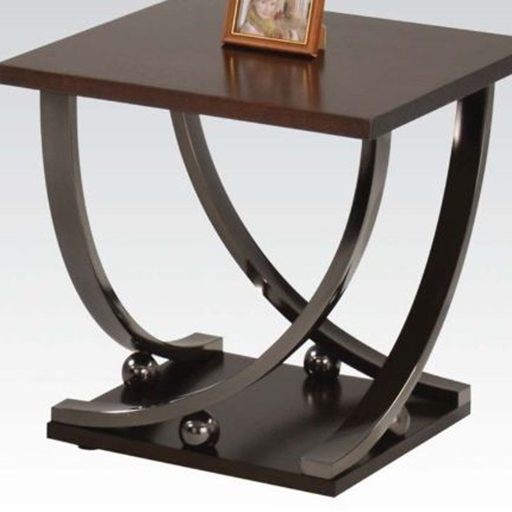 23" Black and Brown End Table-0