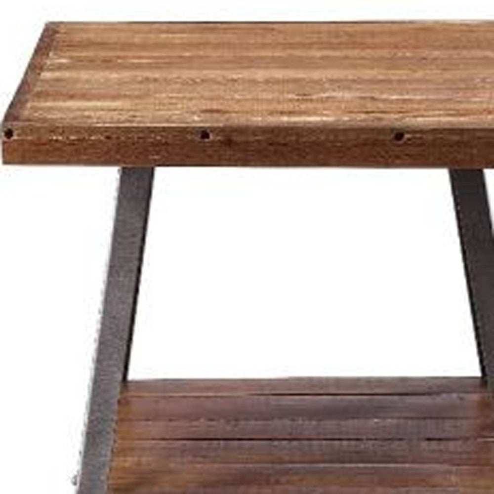 23" Sandy Black And Weathered Oak Manufactured Wood Rectangular End Table With Shelf-4
