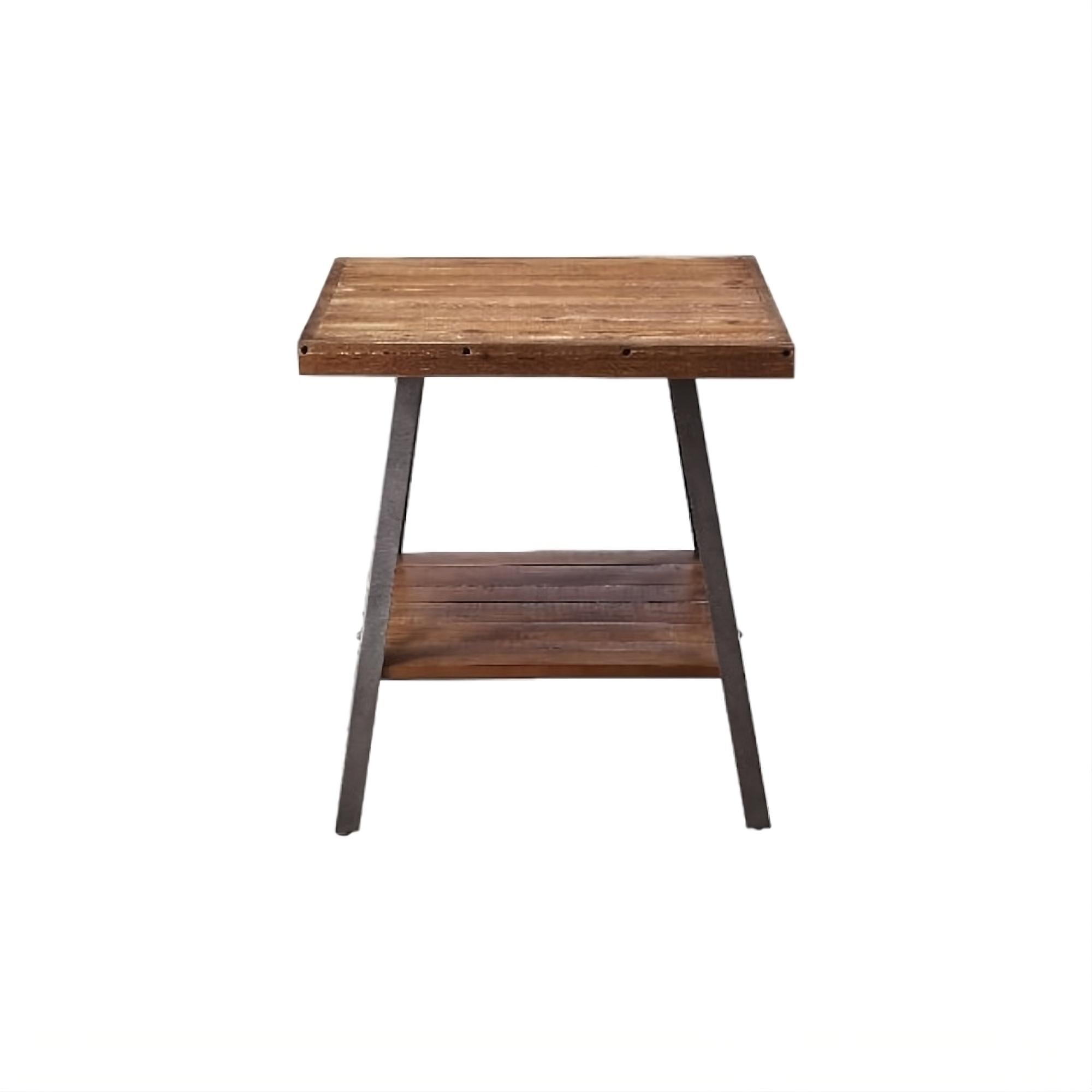 23" Sandy Black And Weathered Oak Manufactured Wood Rectangular End Table With Shelf-3