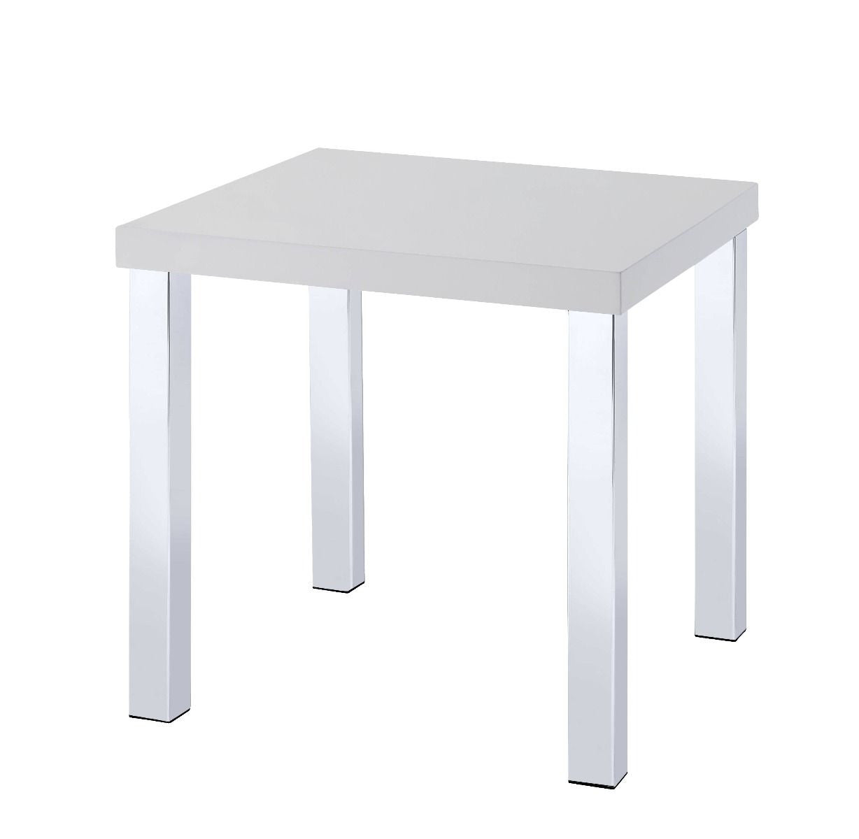 22" Chrome And White High Gloss Square End Table-0
