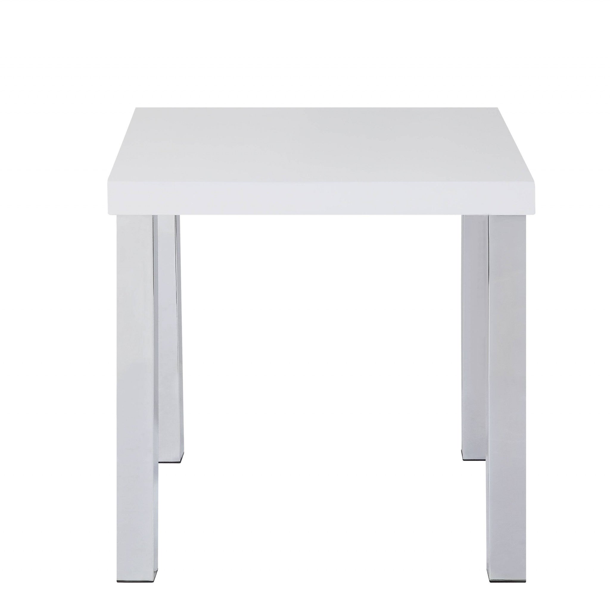 22" Chrome And White High Gloss Square End Table-3