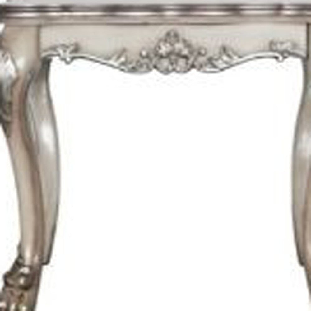 24" Vintage Bone White Solid Wood And Polyresin Square End Table-2