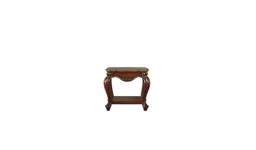 24" Oak Solid Wood Square End Table With Shelf-0