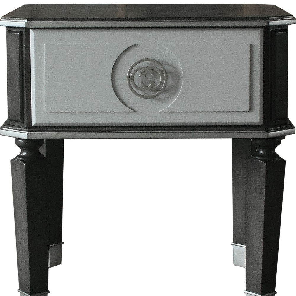 24" Charcoal And Light Gray Manufactured Wood Square End Table-3